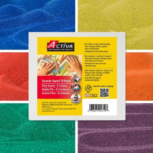 8 oz. Box of 6 Vivid Colors Scenic Sand Colored Craft Sand